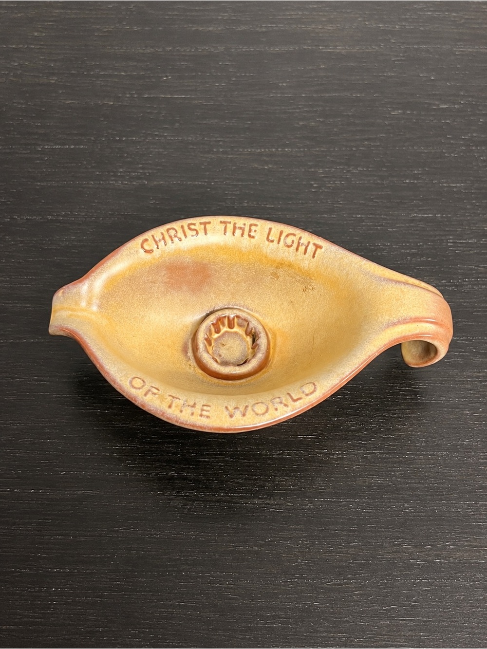 VTG Frankoma Oral Roberts Tulsa 1971 Christ The Light Of The World Candle Hold